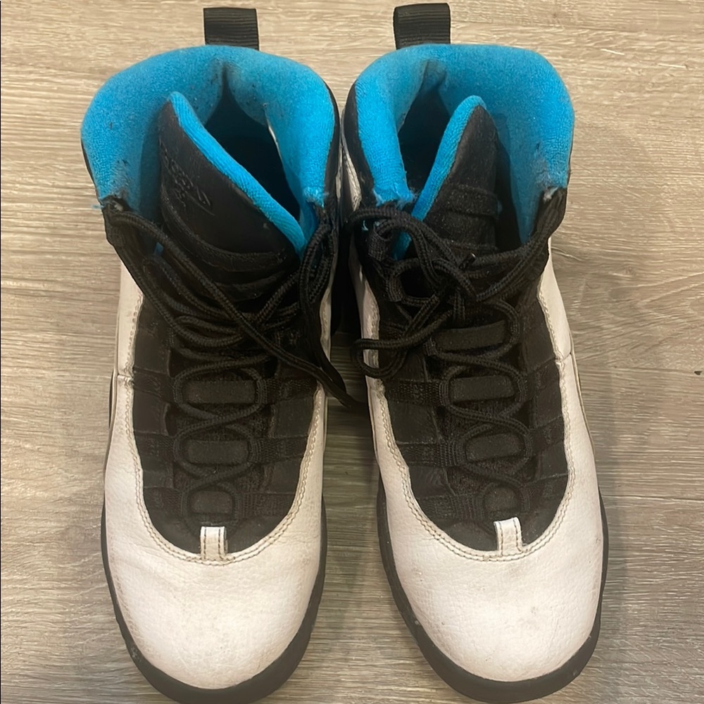 Black and White High-Top Sneakers with Blue Interior